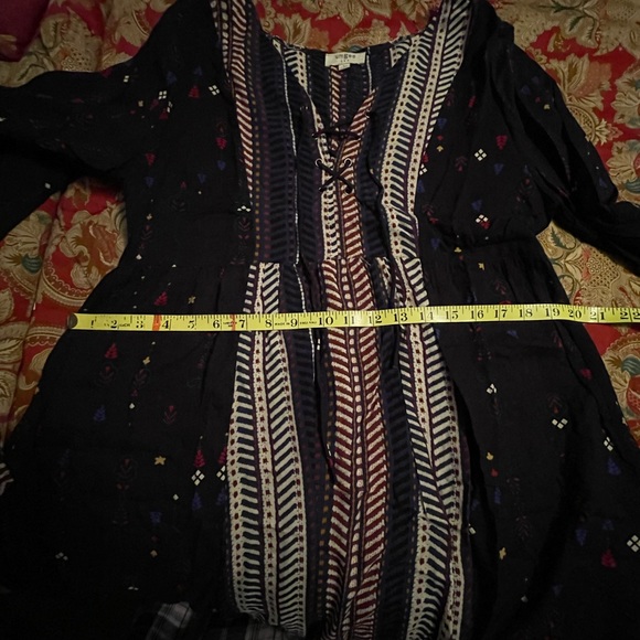 Umgee Westen Bohemian Navy Multi Patterns lace up bodice size large - Picture 9 of 11